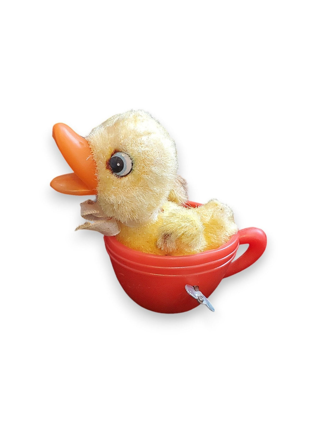 Working Teacup Pet With Sweet Duckling Taking a Spin - Wind Up Toy Mid Century