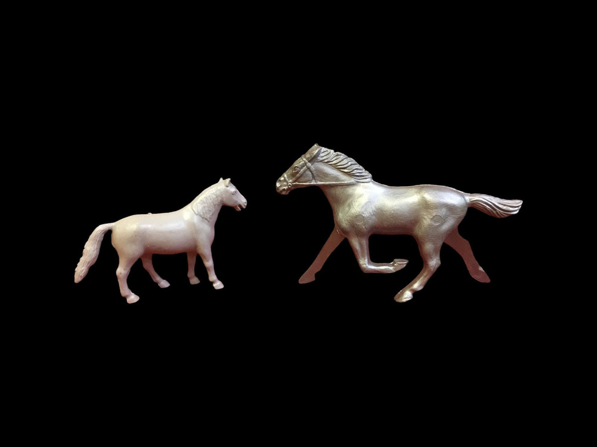 Toy Horses, Trotter, Silver, Grey Vintage