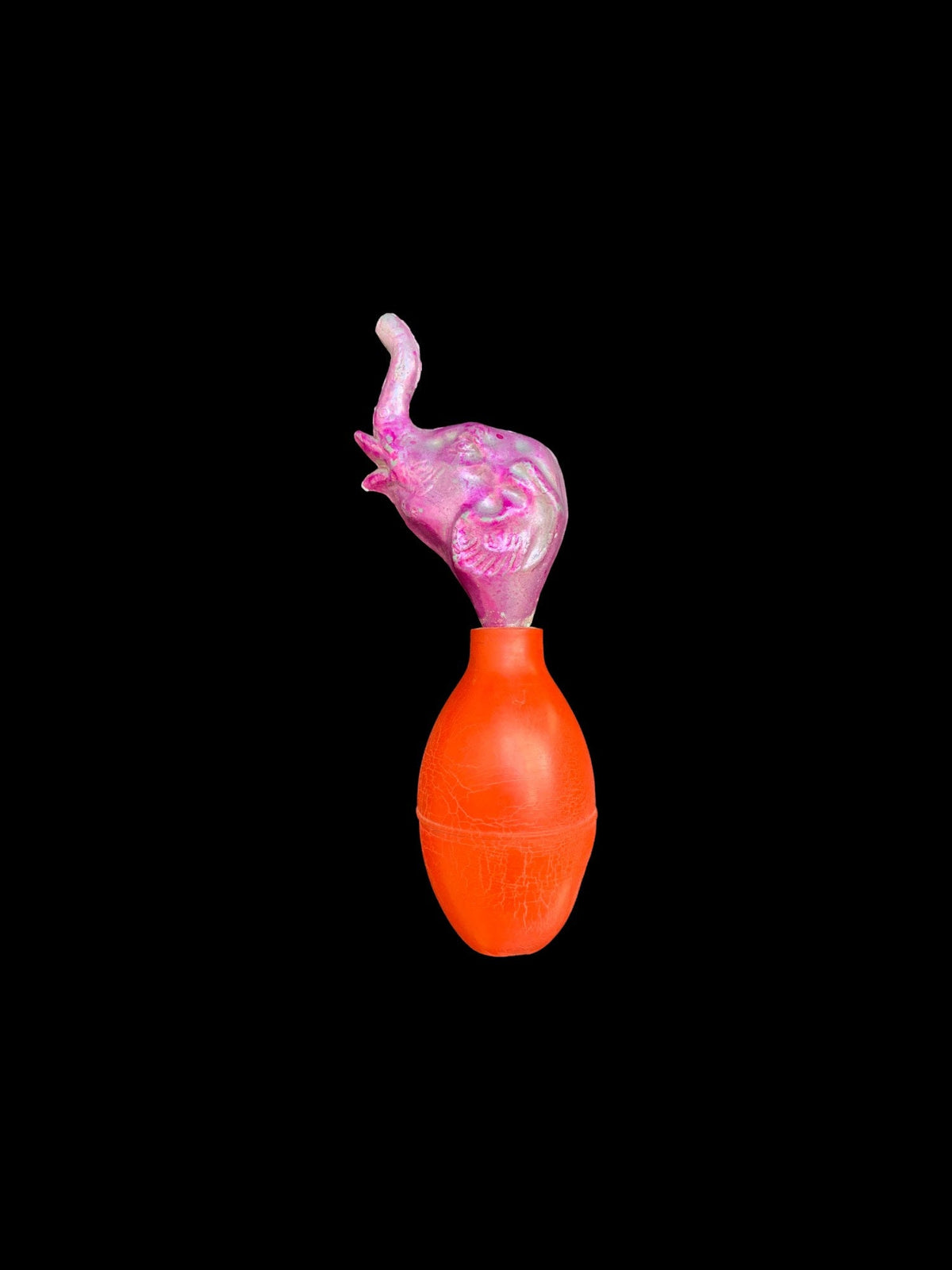 Metal Toy Elephant Head Squeeze Ball-1940's