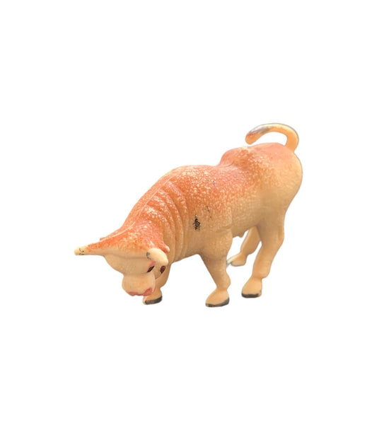 Vintage Plastic Bull Toy Figurine Made in Hong Kong