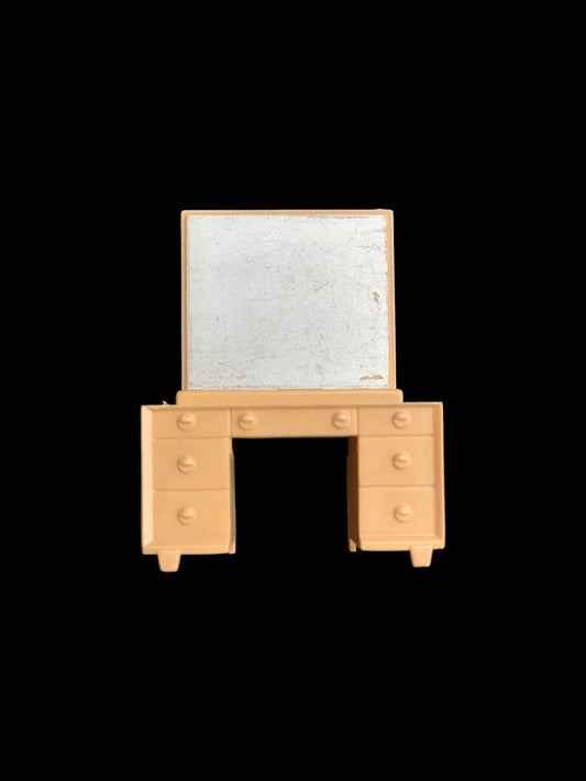 Dollhouse Beige Bedroom Vanity 1950s