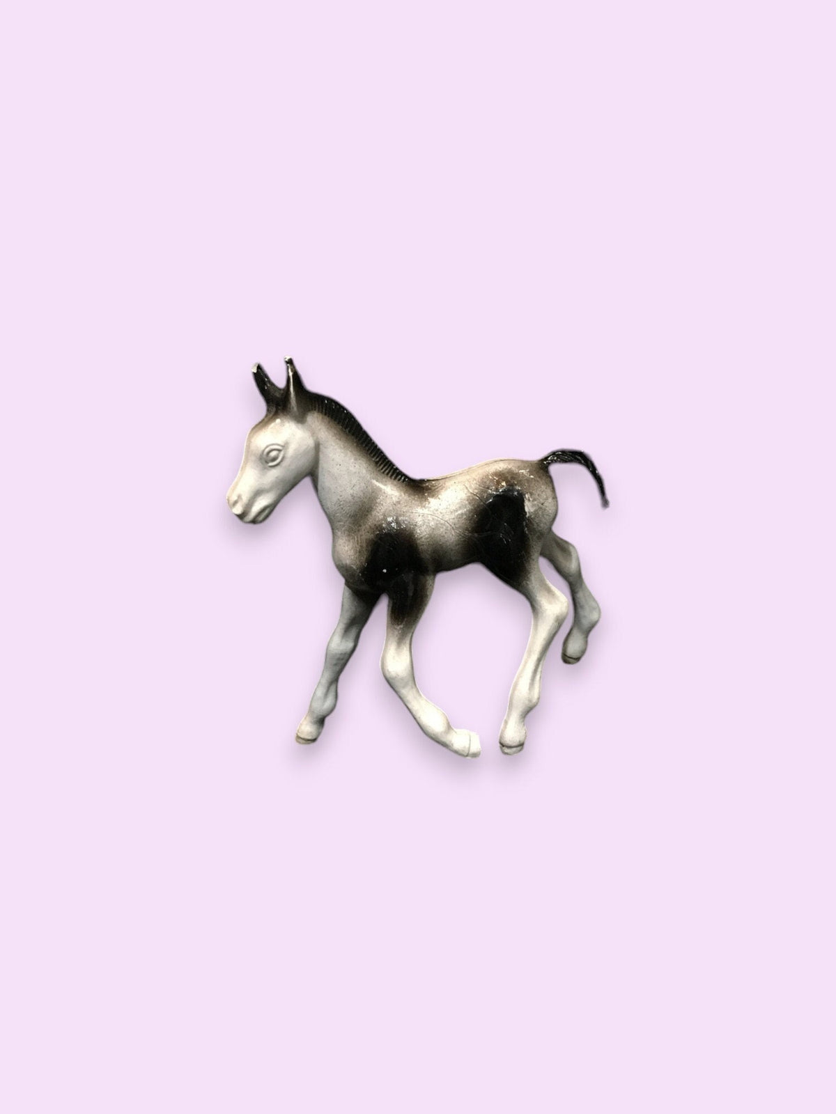Bergen Berton Toy Colt, Black and White Baby Horse, Vintage