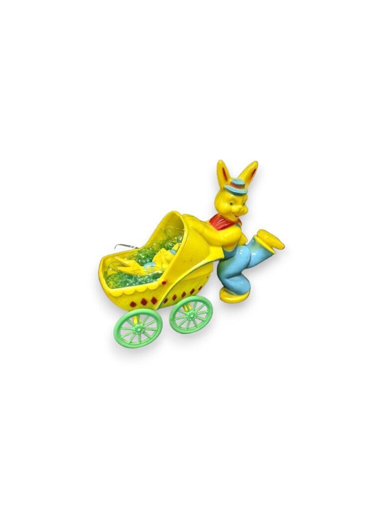 RARE Rosen Bunny Pushing Baby Carriage With Baby Bunny Inside (LARGE CENTERPIECE)
