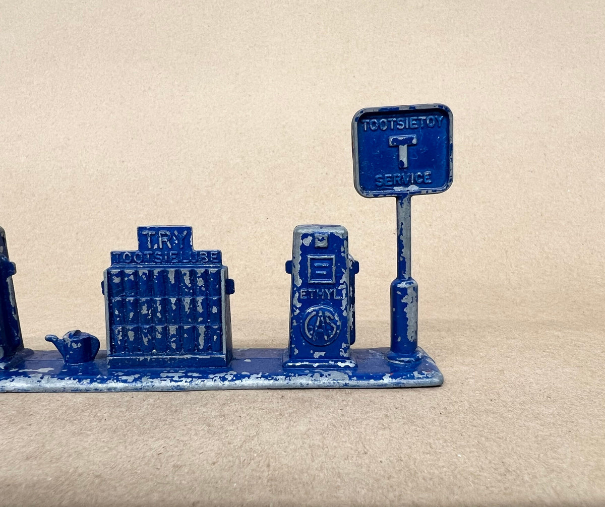 Tootsie Toy Gas Station Pump Assembly - Marked Chicago USA - Try Tootsie Lube -  Tootsie Service - Left Hand Sign partially Gone