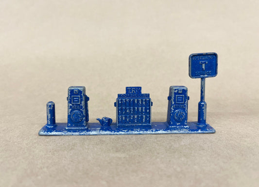 Tootsie Toy Gas Station Pump Assembly - Marked Chicago USA - Try Tootsie Lube -  Tootsie Service - Left Hand Sign partially Gone