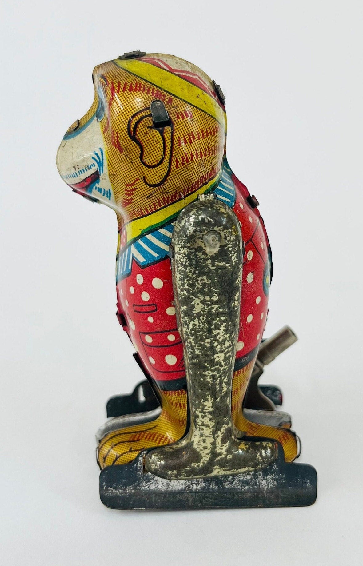 Shackman Somersault Acrobatic Tin Wind-up Monkey Toy - Comes with Original Key - Made in the USA-Tin Litho Toy Monkey - works well