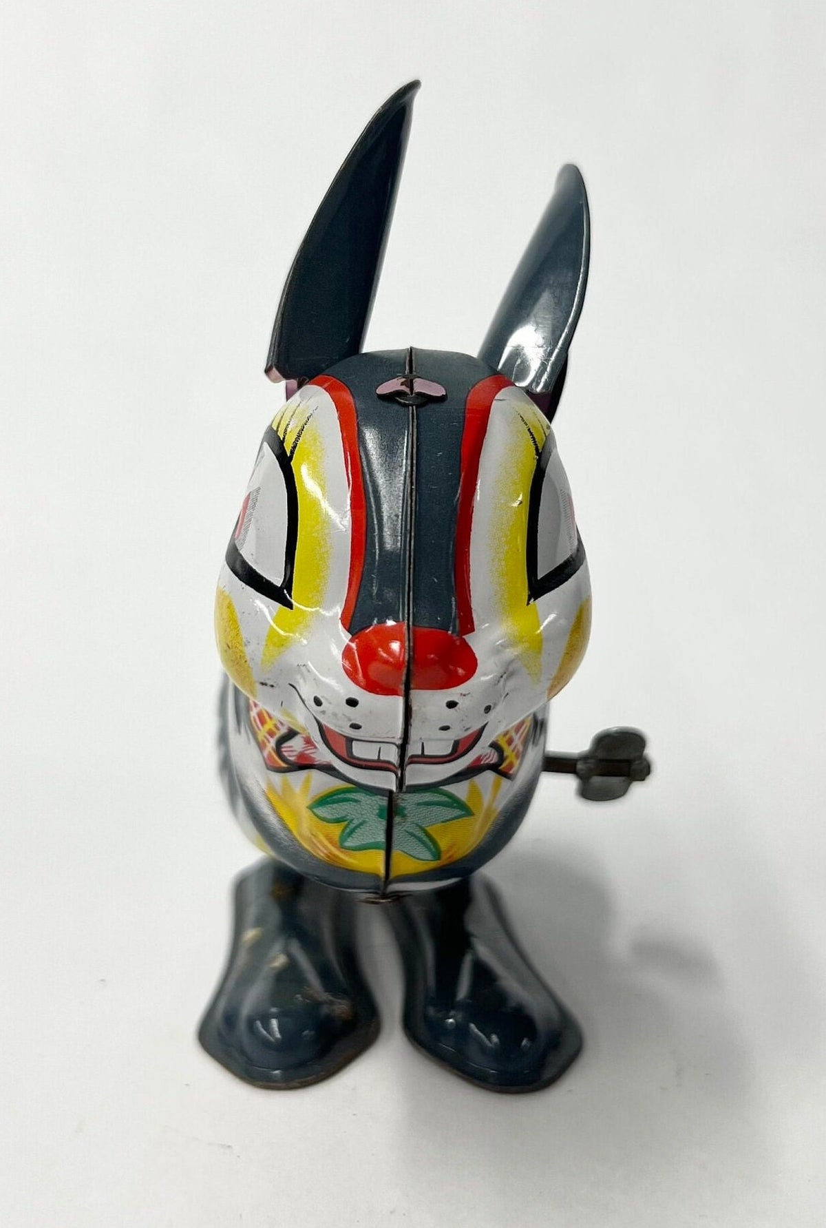Mikuni Original Tin Litho Wind Up Jumping Rabbit - 1950s - Easter Bunny Tin Toy - Wind up Mid Century Toy