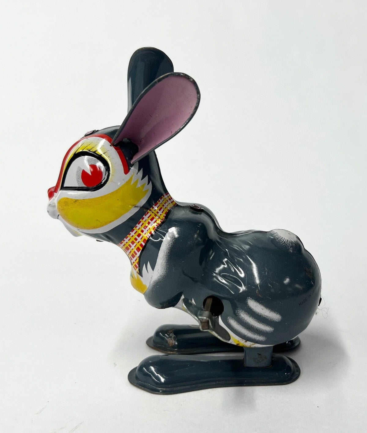Mikuni Original Tin Litho Wind Up Jumping Rabbit - 1950s - Easter Bunny Tin Toy - Wind up Mid Century Toy