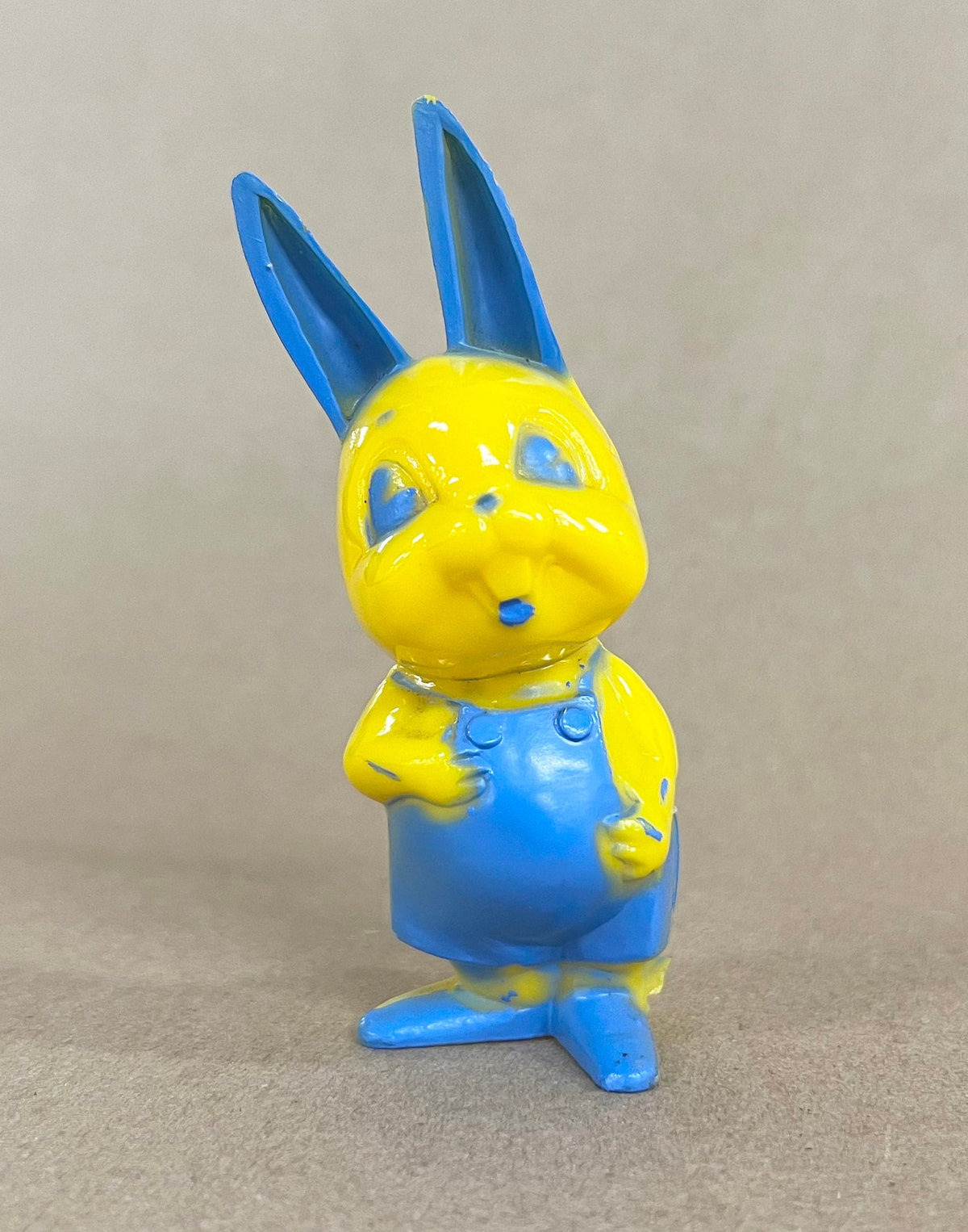 Irwin Plastic Yellow Easter Bunny with Blue Overalls- Irwin Toys for Easter - Cute Bunny with Big Teeth