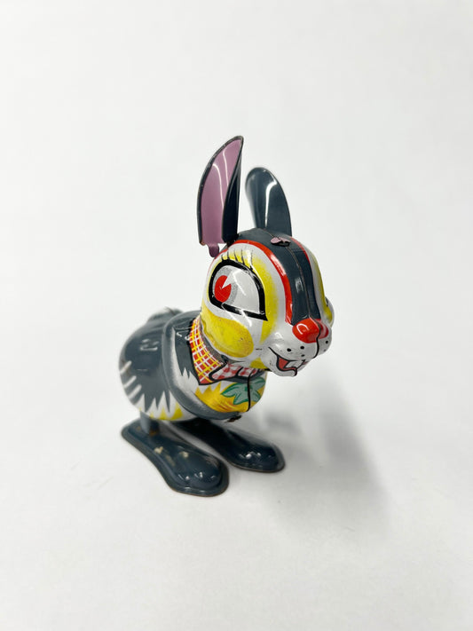 Mikuni Original Tin Litho Wind Up Jumping Rabbit - 1950s - Easter Bunny Tin Toy - Wind up Mid Century Toy