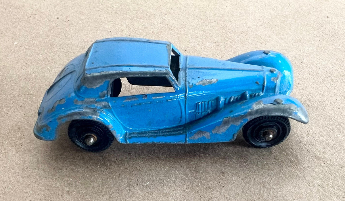 1969Tootsie Toy Green Tow Truck- Blue 1939 Mercedes Benz- Minature Metal Die Cast by Tootsie - Original Paint and Tires - Great Condition
