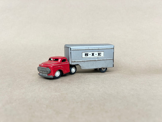 Shioji Tractor Trailer  -  S.I.E Lettering on Trailer - 6 original rubber tires -Made in Japan - Friction Motor sound works - Very Nice