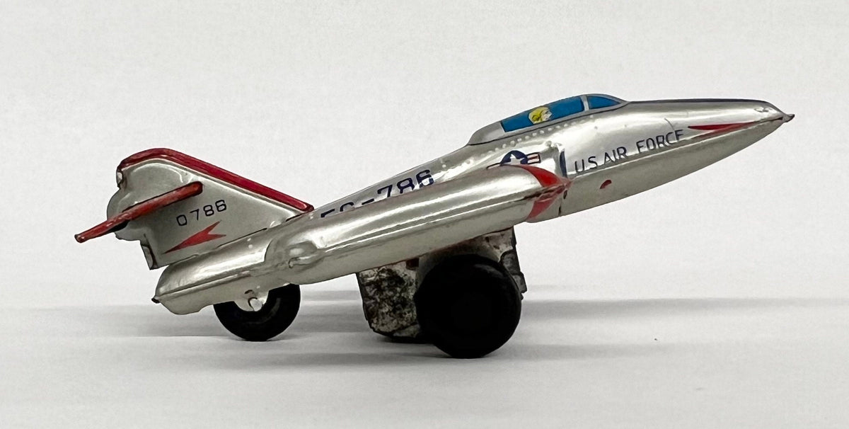 US Air Force Jet FG-786 -  Tin Litho 1950's Friction Toy Jet - Tin Litho plane - Made in Japan - Friction works - all original parts