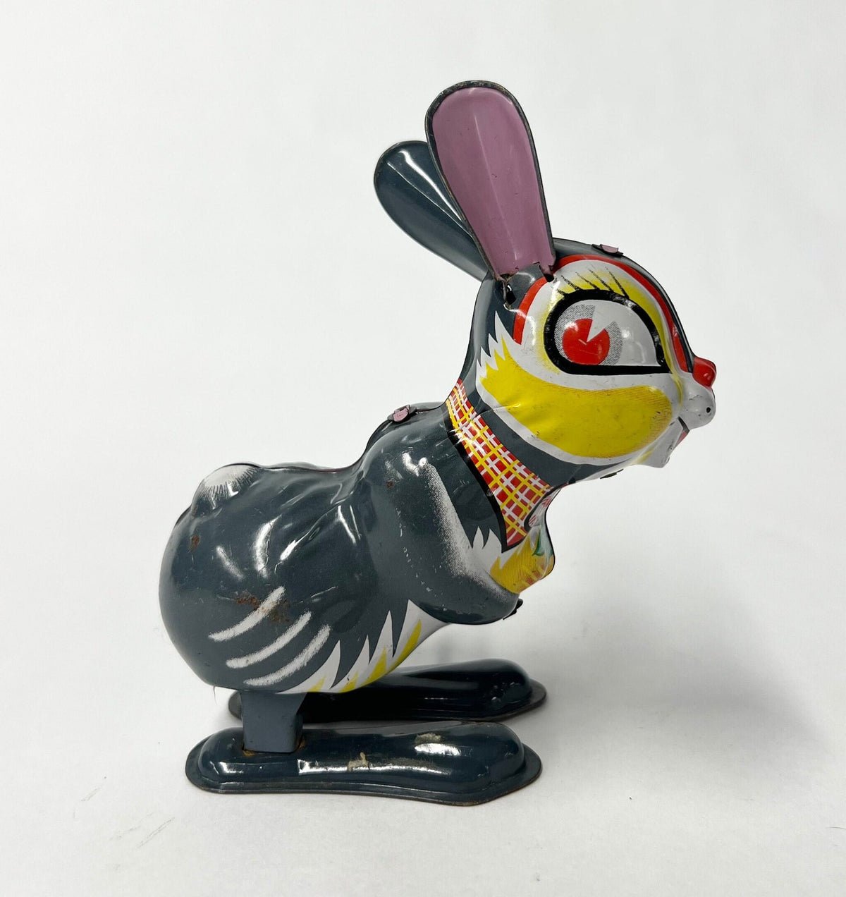 Mikuni Original Tin Litho Wind Up Jumping Rabbit - 1950s - Easter Bunny Tin Toy - Wind up Mid Century Toy