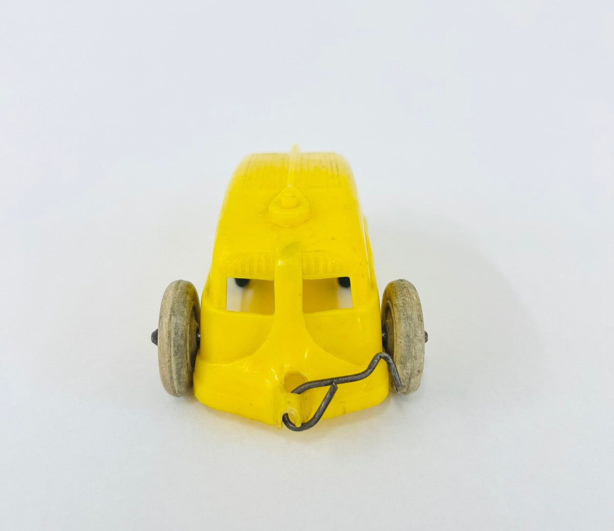 Thomas Toys (No. I 240 3) Polyethylene Yellow Camper With Hitch- Made in the USA - Original Hard Rubber Tires and Hitch - Mid Century Modern
