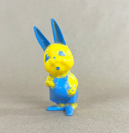 Irwin Plastic Yellow Easter Bunny with Blue Overalls- Irwin Toys for Easter - Cute Bunny with Big Teeth