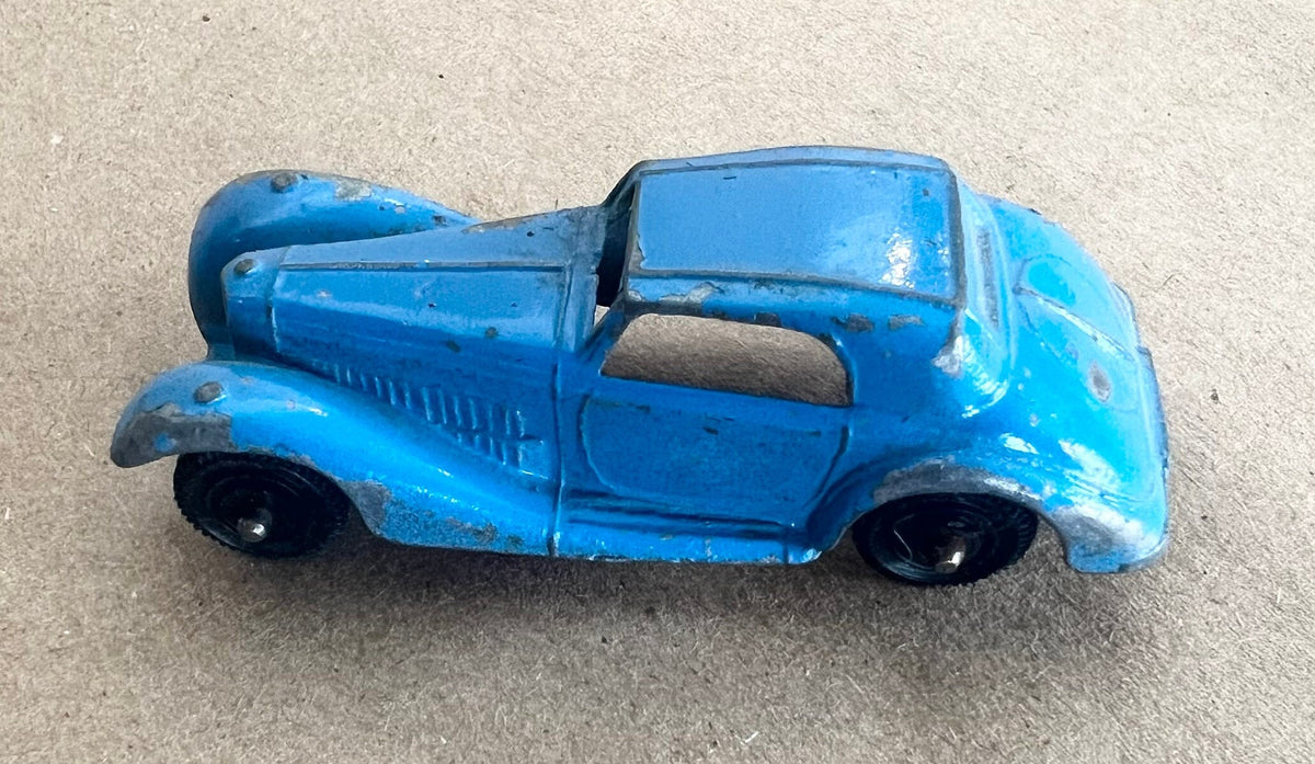 1969Tootsie Toy Green Tow Truck- Blue 1939 Mercedes Benz- Minature Metal Die Cast by Tootsie - Original Paint and Tires - Great Condition