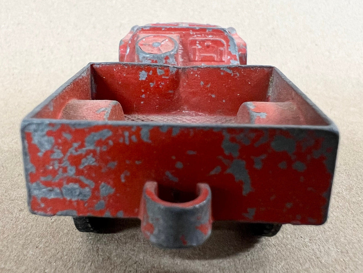 1950s Tootsie Toy Red Die Cast Army Jeep- Original Paint And Tires - as found