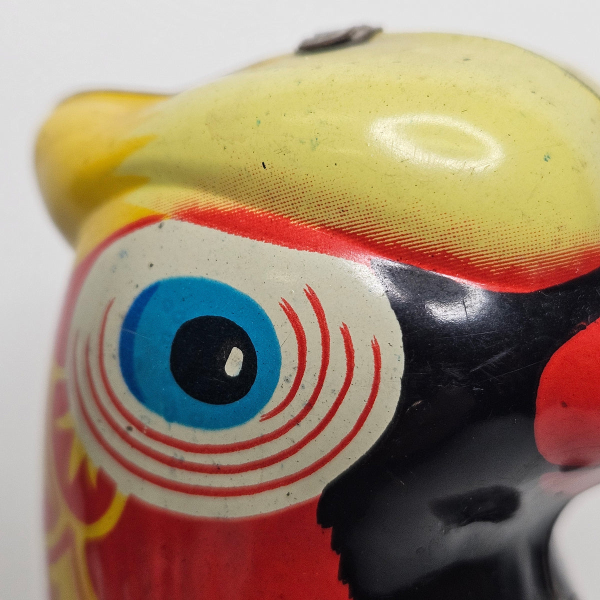 Tin Litho Jumping Red Wind Up Parrot with Key - Mechanical Bird Toy - Tinie Toy Parrot- winds up with key - Tin Litho Toy Parrot