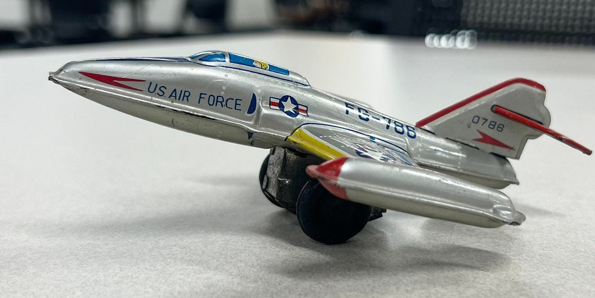 US Air Force Jet FG-786 -  Tin Litho 1950's Friction Toy Jet - Tin Litho plane - Made in Japan - Friction works - all original parts