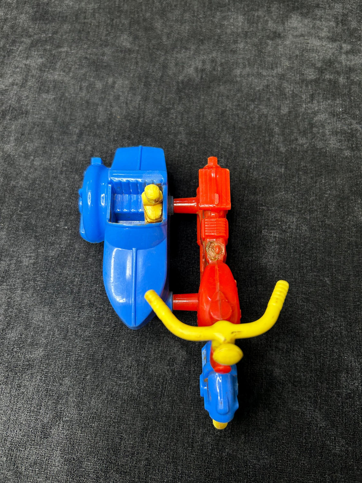 Renwal Motorcycle with Sidecar- Missing seat and Driver - Plastic Toy Motorcycle with Sidecar - MidCentury Toy  - minature Toy