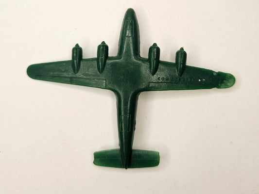 Dark Green Constellation Plane- Toy Hard Plastic Fighter Jet - 2.8"L x 3.8"W - WWII Bomber