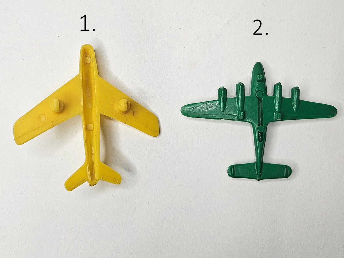 Hard Plastic Toy Planes- Yellow USAF and Green Lido C-69 - Two Sold Individually