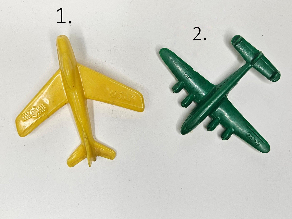 Hard Plastic Toy Planes- Yellow USAF and Green Lido C-69 - Two Sold Individually