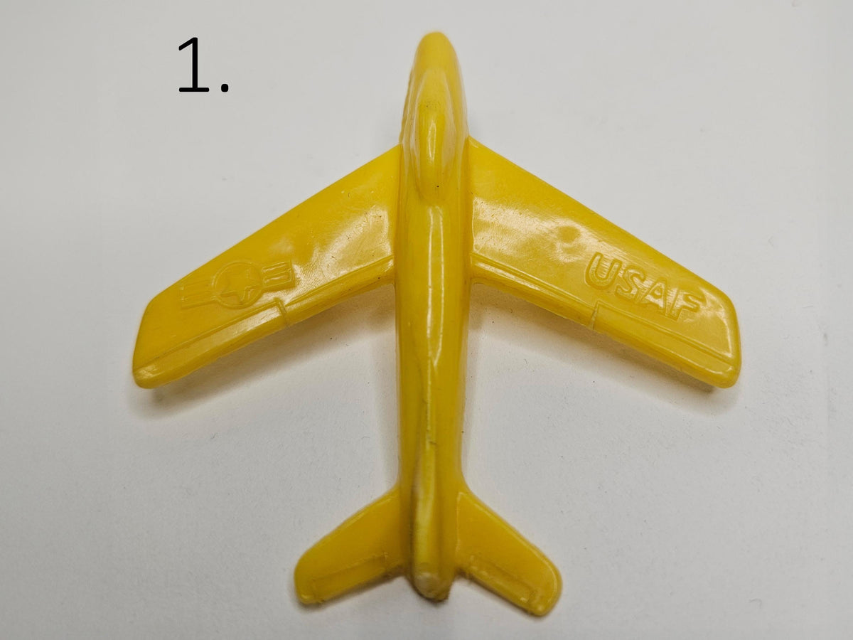 Hard Plastic Toy Planes- Yellow USAF and Green Lido C-69 - Two Sold Individually