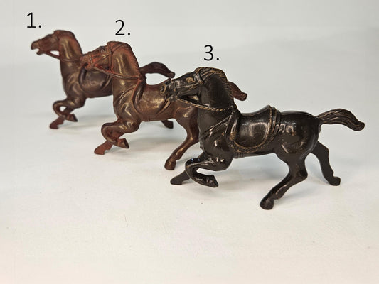Bergen Lido Horses -  Old West Lido Stage Coach Kit Horses -  Military Style Saddles - Brown and Dark Brown Horses-  3 Sold Individually